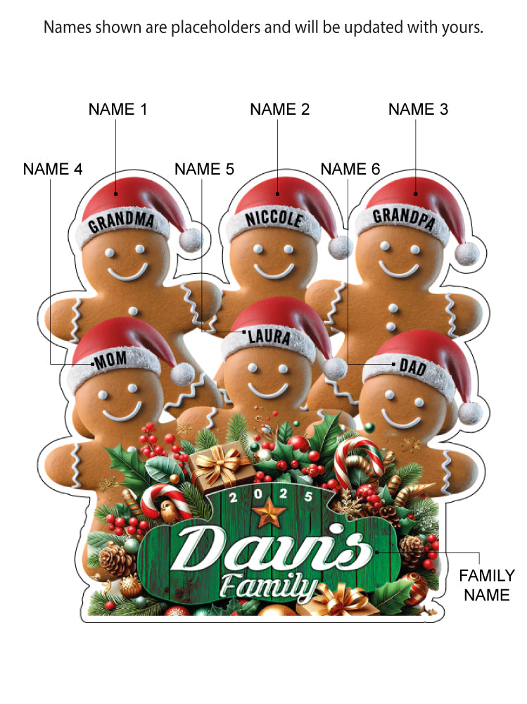 CM10 Personalized Gingerbread Family Magnets & Decals