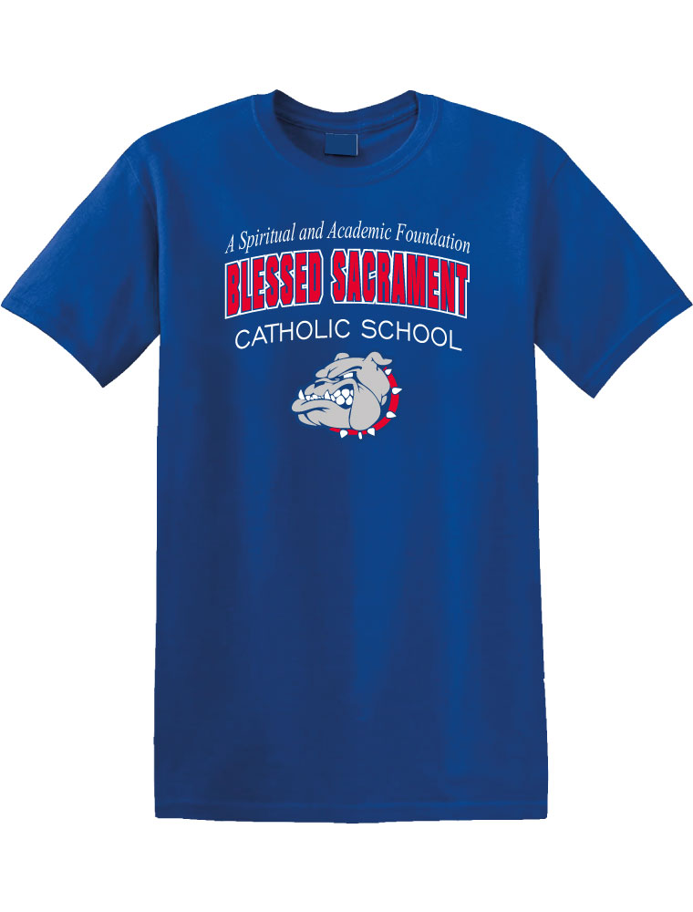 BSS01 BLESSED SACRAMENT ROYAL BLUE COTTON SHORT SLEEVE SHIRT