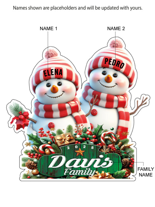 CM11 Personalized Snowman Family Magnets & Decals