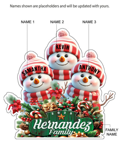 CM11 Personalized Snowman Family Magnets & Decals