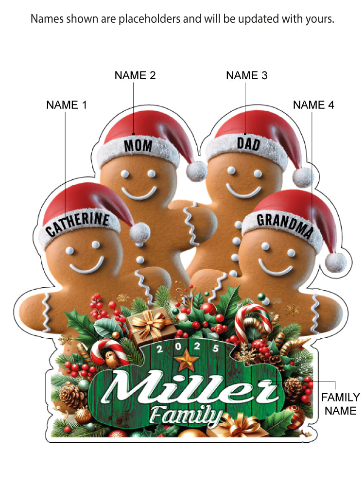 CM10 Personalized Gingerbread Family Magnets & Decals