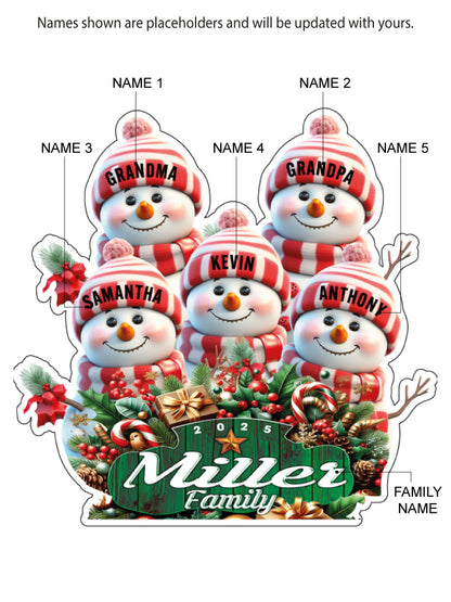 CM11 Personalized Snowman Family Magnets & Decals