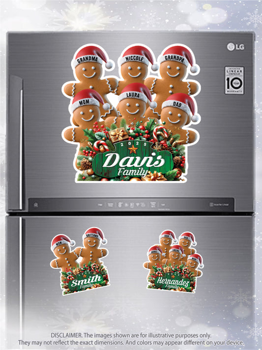 CM10 Personalized Gingerbread Family Magnets & Decals
