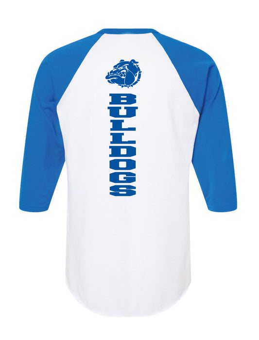 BBS03 BLESSED SACRAMENT WHITE AND ROYAL BLUE RAGLAN JERSEY