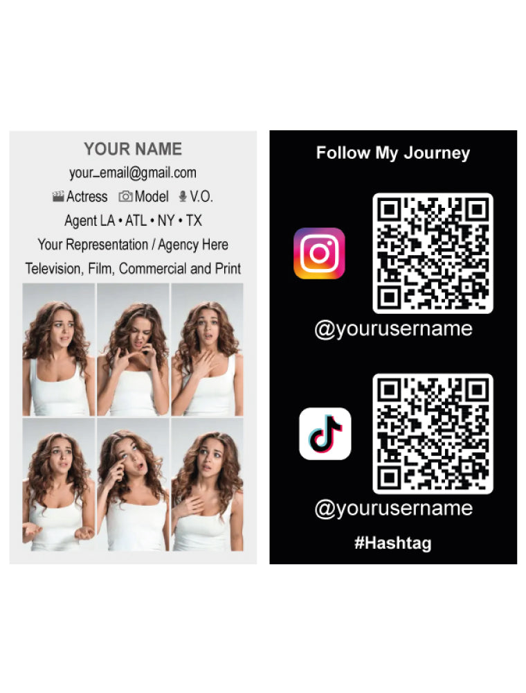 Custom Acting/Headshot Business Cards