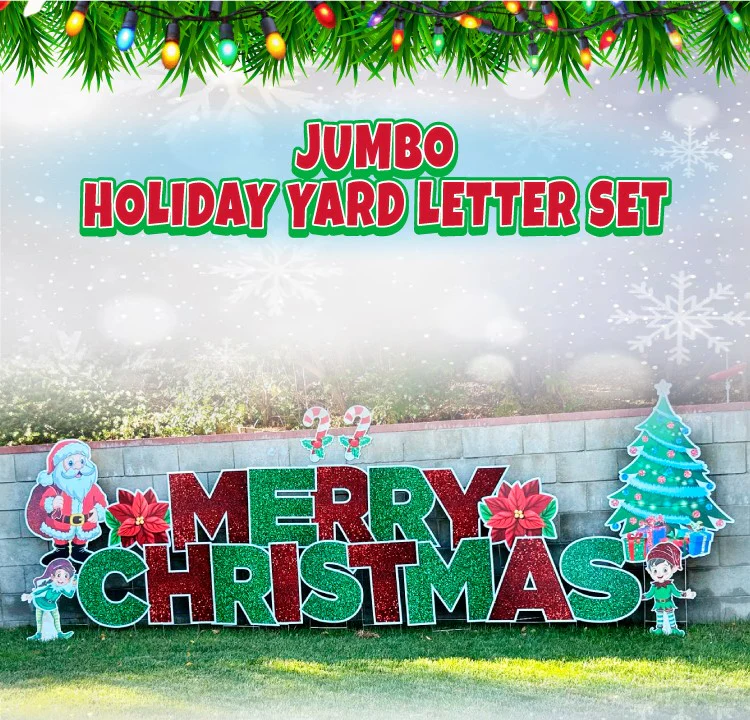 CM05 Jumbo Holiday Yard Letter Set — Merry Christmas Display