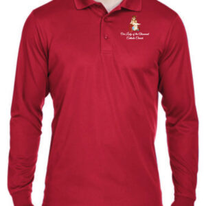 OLA05 - OUR LADY OF THE ATONEMENT RED LONG SLEEVE POLO SHIRT
